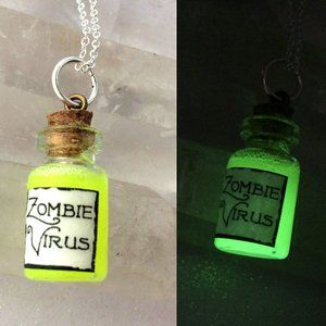 Zombie Potion Glass Bottle Glow in the dark necklace